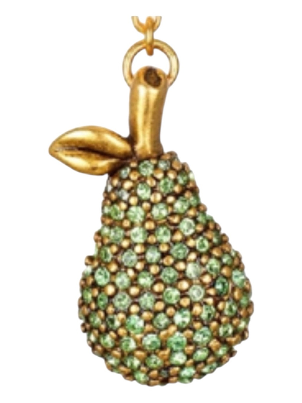 1” Gold Plated Green Zircon Pear Pendant Necklace NWT - Picture 2 of 2